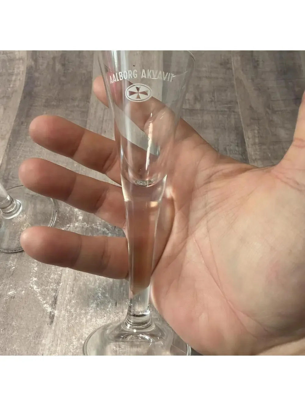 Vintage Set of 2 Aalborg Akvavit Danish Cordial Shot Glasses Dessert Wine Schnap